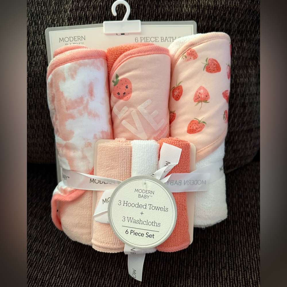 Hooded Towels and Washcloths Set baby bath set